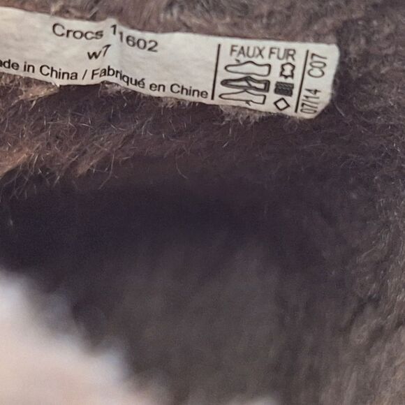 Crocs Clog Cobbler Eva Brown Suede Faux Fur Lined Slip On Mule Chunky Boho sz 7 - Picture 9 of 12